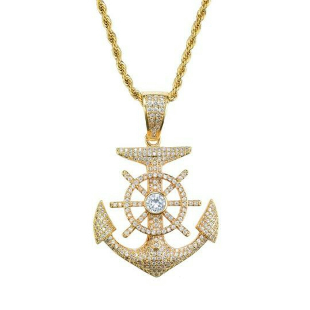 Gold Anchor Necklace Diamond Sailor Chain Anchor